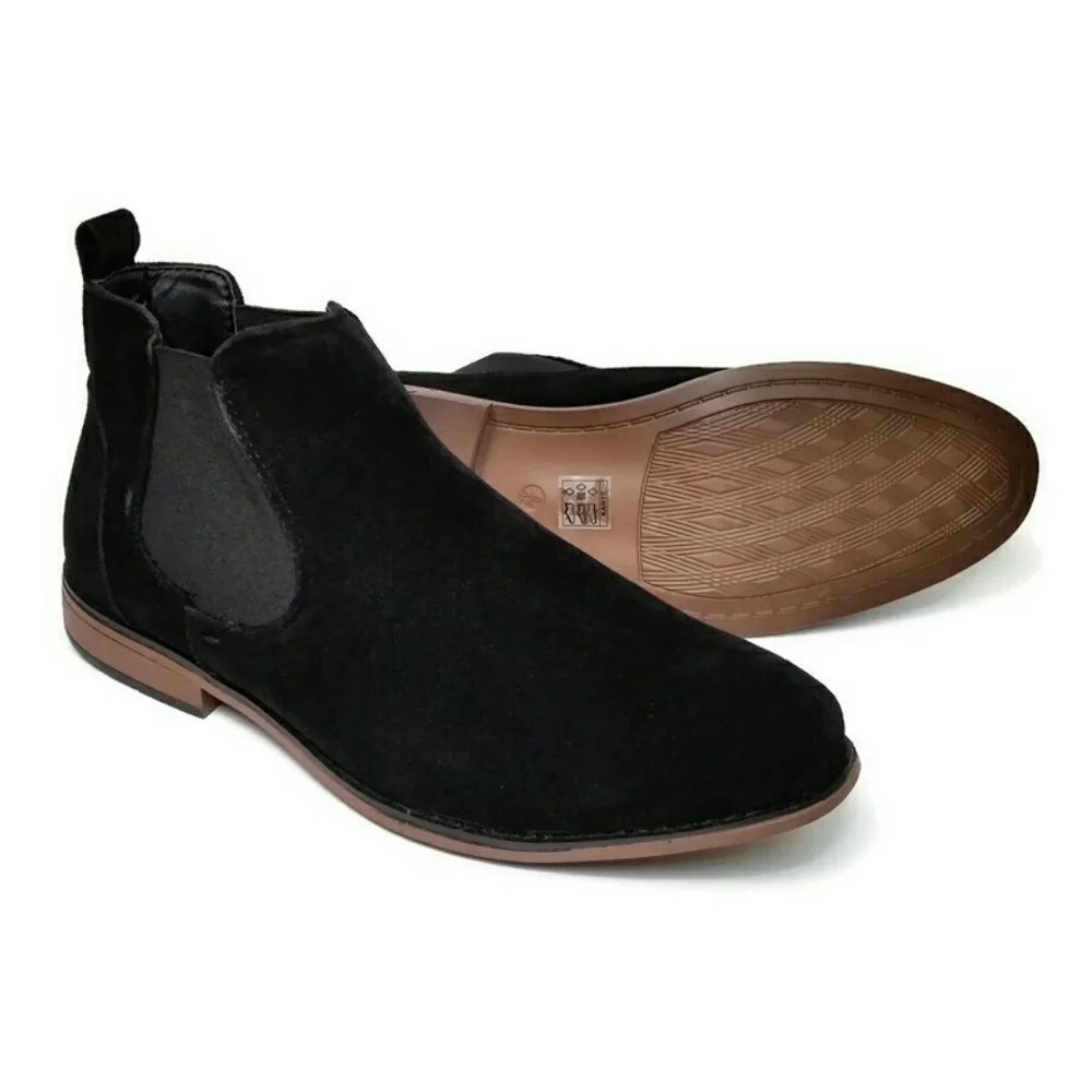 BoohooMAN Men's Black Faux Suede Kanye Chelsea Boots Shoes Size 9 US NEW